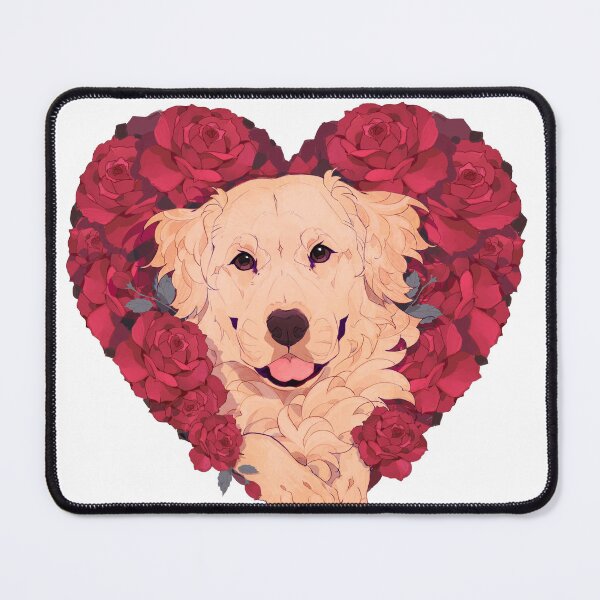 Item preview, Golden retriever with heart shaped roses designed and sold by Giulialibard.