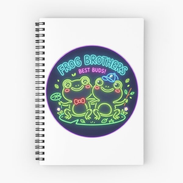 Item preview,  Frog Brothers – Cute Cartoon Frog Friendship Adventure Design Neon designed and sold by ArtsyExplorer.