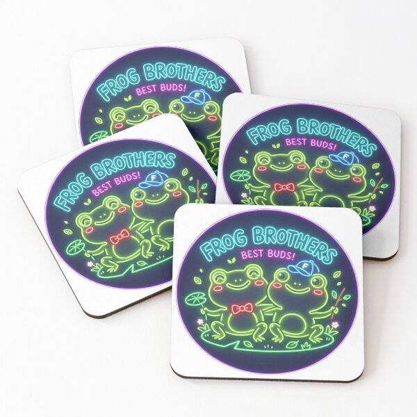 Item preview,  Frog Brothers – Cute Cartoon Frog Friendship Adventure Design Neon designed and sold by ArtsyExplorer.