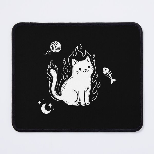 Item preview, Celestial Fire Cat Minimalist White Line Art designed and sold by WhiteInkMini.