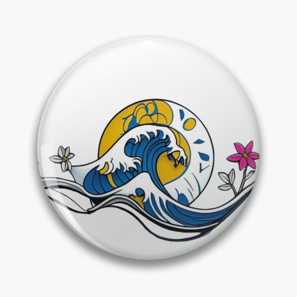Item preview, Ocean Wave Floral Sun — Japanese Surf Art | Dark Aesthetic designed and sold by lapinu.