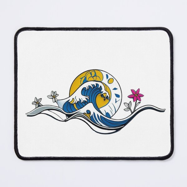 Item preview, Ocean Wave Floral Sun — Japanese Surf Art | Dark Aesthetic designed and sold by lapinu.