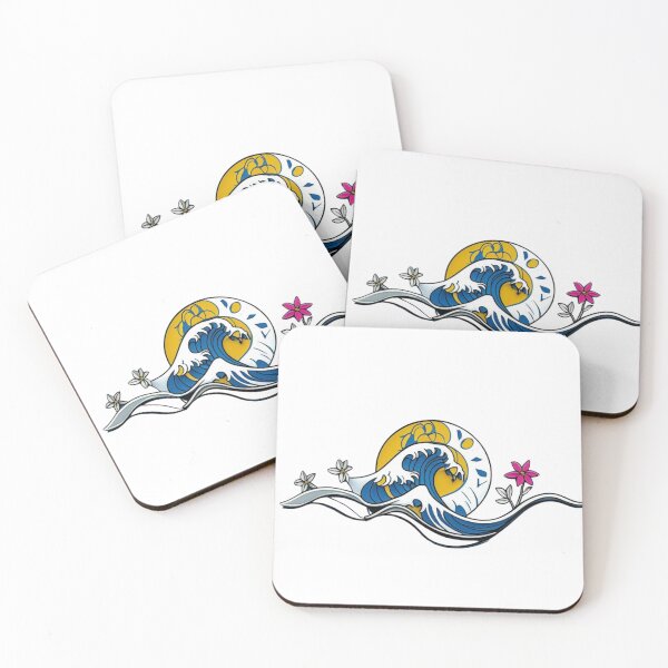 Item preview, Ocean Wave Floral Sun — Japanese Surf Art | Dark Aesthetic designed and sold by lapinu.
