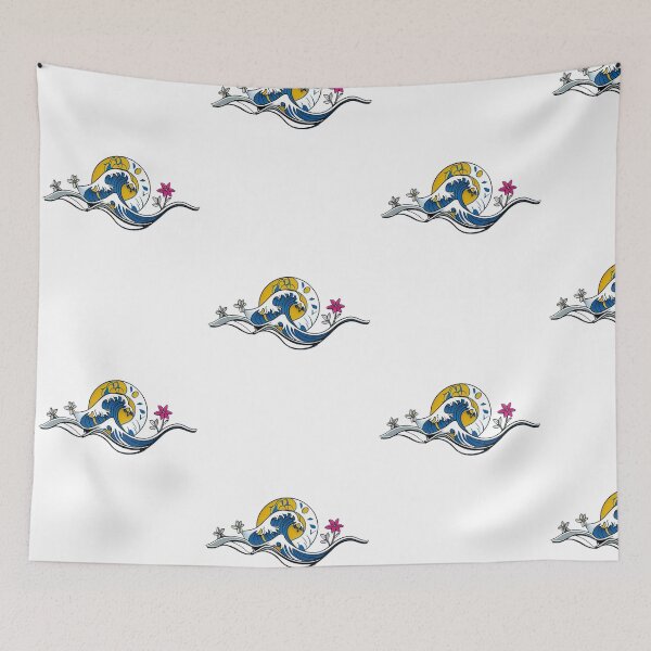 Item preview, Ocean Wave Floral Sun — Japanese Surf Art | Dark Aesthetic designed and sold by lapinu.
