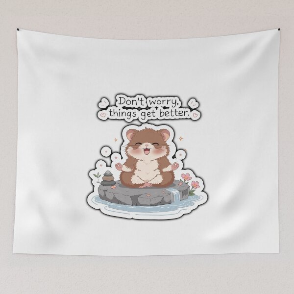 Item preview, Don’t Worry Things Get Better Hamster Sticker -Cute Motivational Kawaii Art designed and sold by pn_terest.