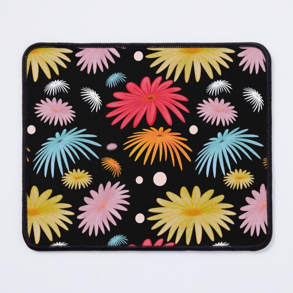 Item preview, Colorful Retro Daisy Floral Pattern on Black Cute Groovy Flower Print designed and sold by HopeAndHustle.