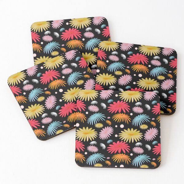 Item preview, Colorful Retro Daisy Floral Pattern on Black Cute Groovy Flower Print designed and sold by HopeAndHustle.