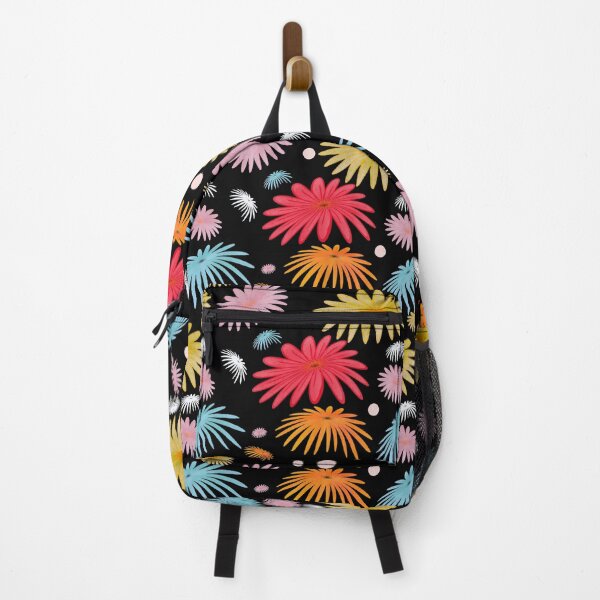 Item preview, Colorful Retro Daisy Floral Pattern on Black Cute Groovy Flower Print designed and sold by HopeAndHustle.