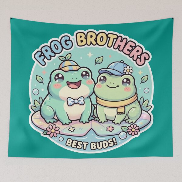Item preview, Frog Brothers – Cute Cartoon Frog Friendship Adventure Design Pastel designed and sold by ArtsyExplorer.