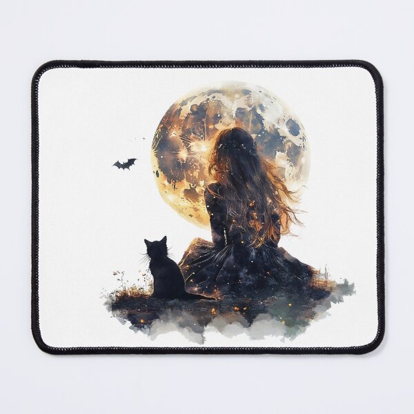 Item preview, Mystical Witch with Black Cat Under Full Moon designed and sold by HUTEND.