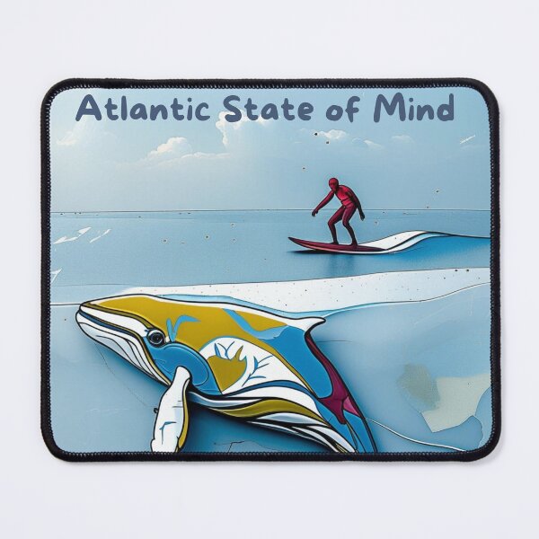 Item preview, Atlantic State of Mind — Surfer & Whale Ocean Art | Blue Summer designed and sold by lapinu.