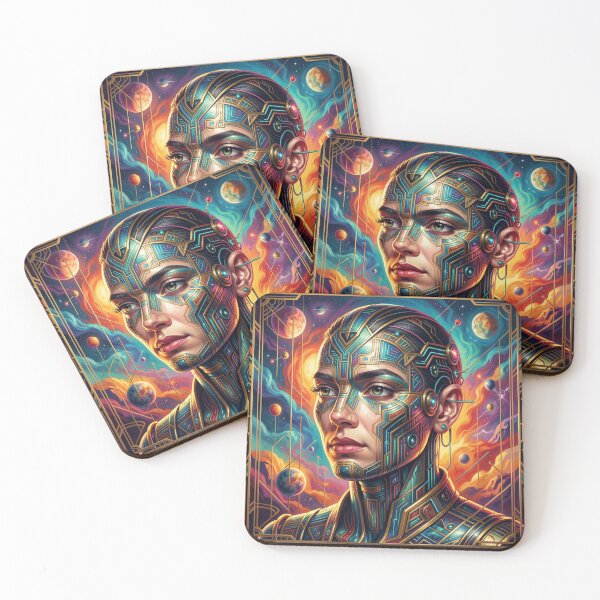 Item preview, Cosmic Cyber Portrait – a fusion of man, technology and universe in a futuristic aesthetic. designed and sold by FotoworldEdel.