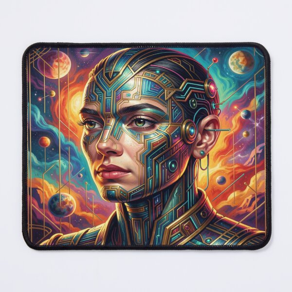 Item preview, Cosmic Cyber Portrait – a fusion of man, technology and universe in a futuristic aesthetic. designed and sold by FotoworldEdel.