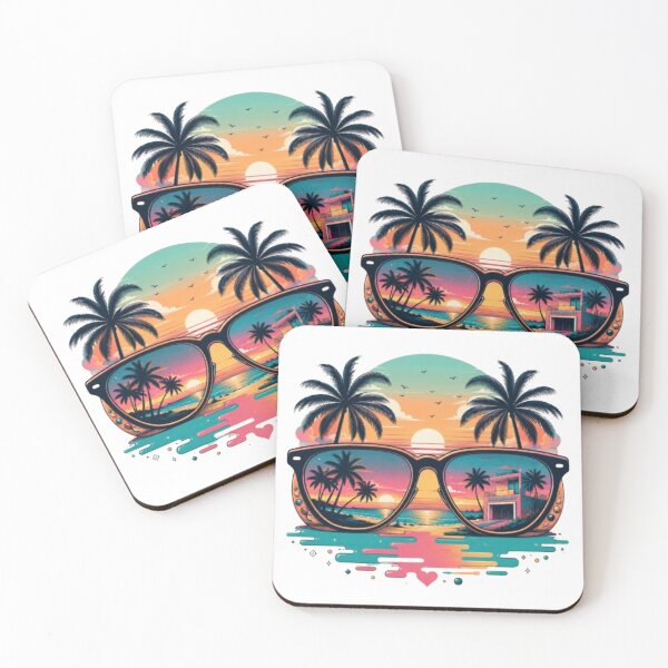 Item preview, “Retro Sunset Sunglasses Beach Vaporwave Aesthetic Palm Tree Design” designed and sold by Kanvasly.