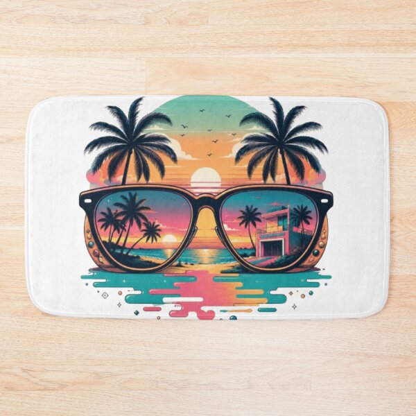Item preview, “Retro Sunset Sunglasses Beach Vaporwave Aesthetic Palm Tree Design” designed and sold by Kanvasly.