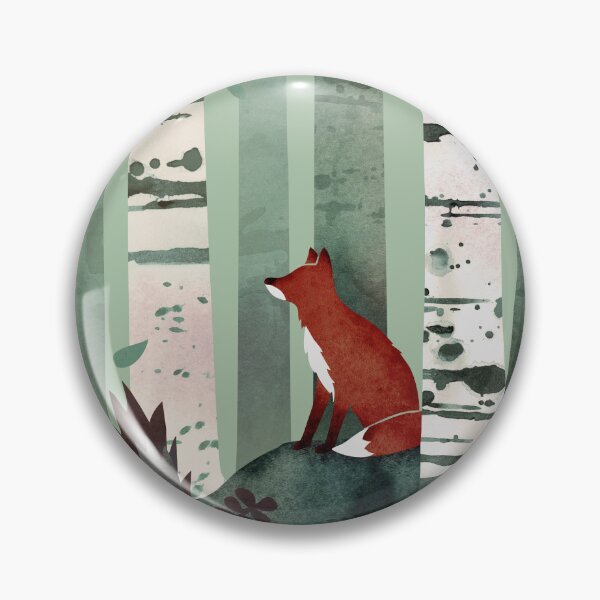 Item preview, The Birches: Fox in the Woods Sage Green Version designed and sold by littleclyde.