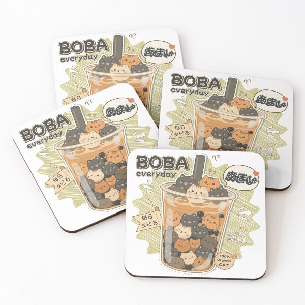Item preview, Boba Milk Cute Cat Bubble Tea Kawaii Illustration designed and sold by Muri Neko.