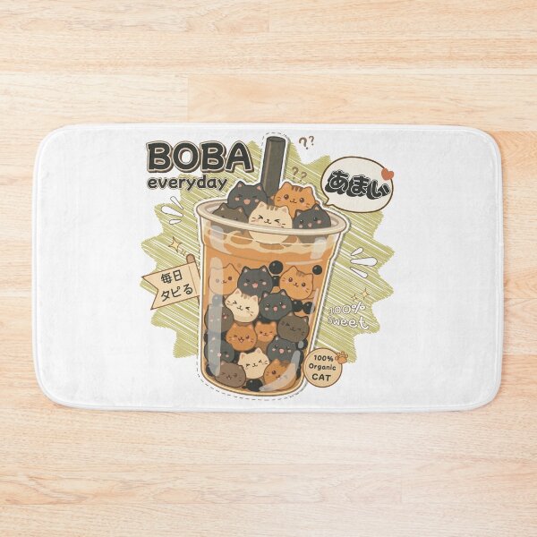 Item preview, Boba Milk Cute Cat Bubble Tea Kawaii Illustration designed and sold by Muri Neko.