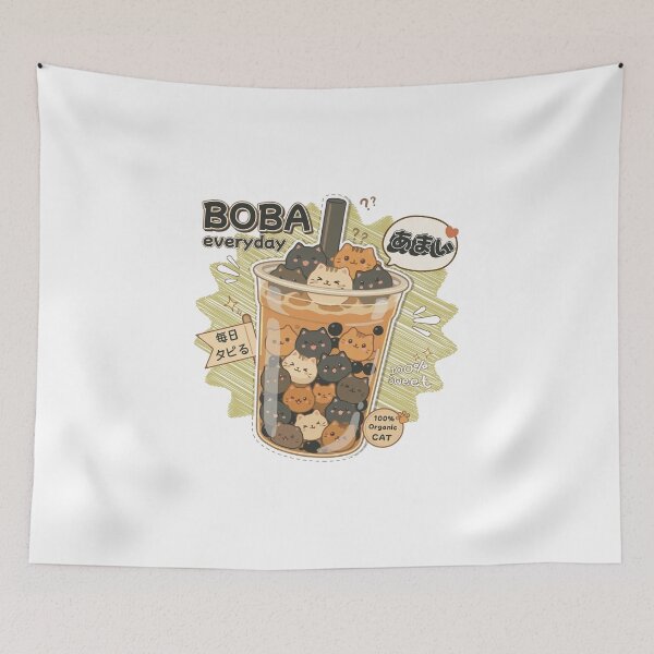 Item preview, Boba Milk Cute Cat Bubble Tea Kawaii Illustration designed and sold by Muri Neko.