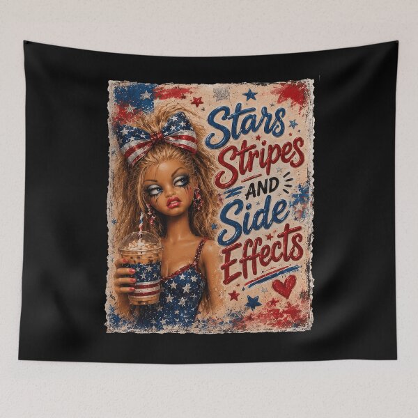Item preview, Funny 4th Of July Doll Face Stars Stripes And Side Effects - designed and sold by EdificaturasArt.
