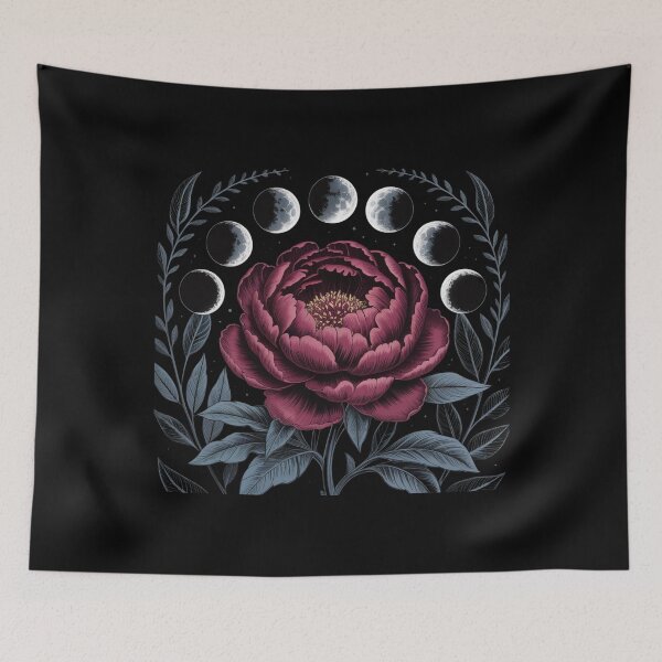 Item preview, Midnight Peony Shirt Dark Floral Moon Gothic Aesthetic Tee designed and sold by maxiprom.