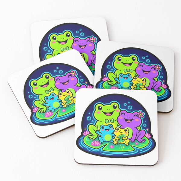 Item preview, Neon Frog Family – Cute Cartoon Frog Adventure & Cozy Nature Design designed and sold by ArtsyExplorer.