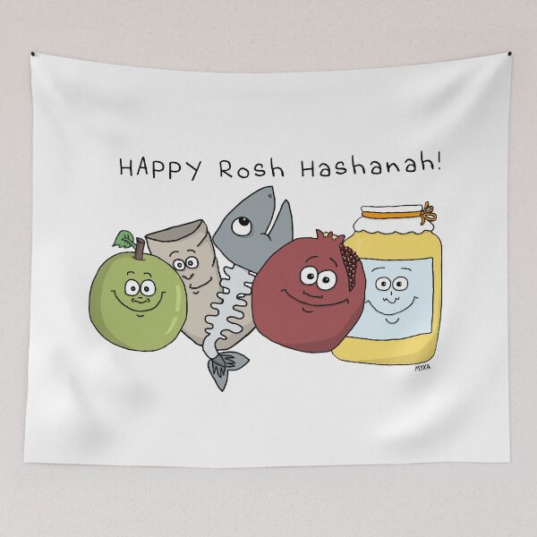 Item preview, Happy Rosh Hashanah – Cute Shofar Pomegranate Honey Surreal designed and sold by MyxaART.