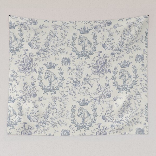 Item preview, Classy Elegant Vintage Blue Horse Equestrian Floral Toile designed and sold by tanjica.