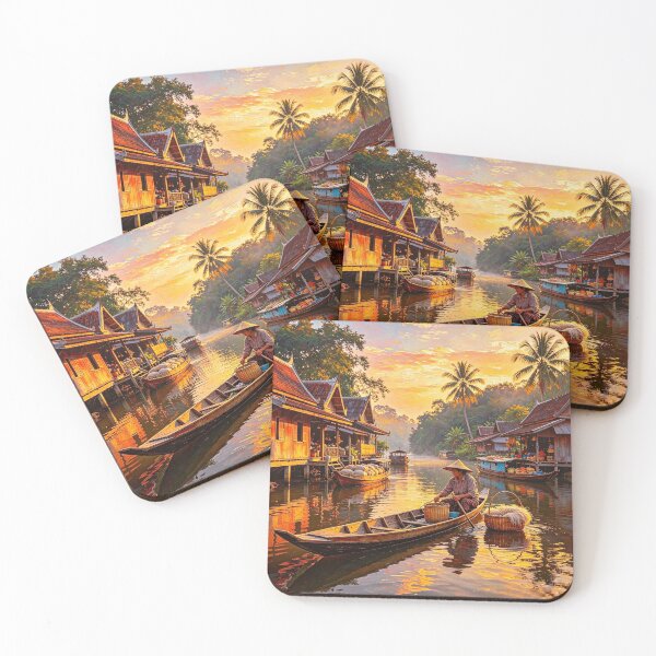 Item preview, Thai Floating Market at Golden Sunset designed and sold by AwakenFah.