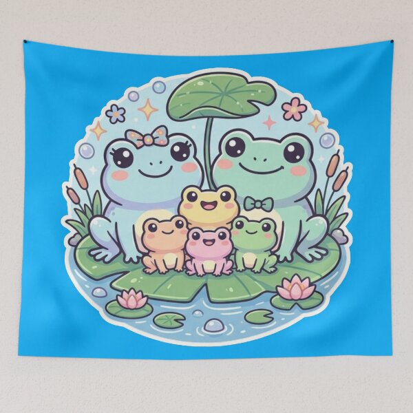 Item preview,  Frog Family – Cute Cartoon Frog Adventure & Cozy Nature Design Pastel designed and sold by ArtsyExplorer.