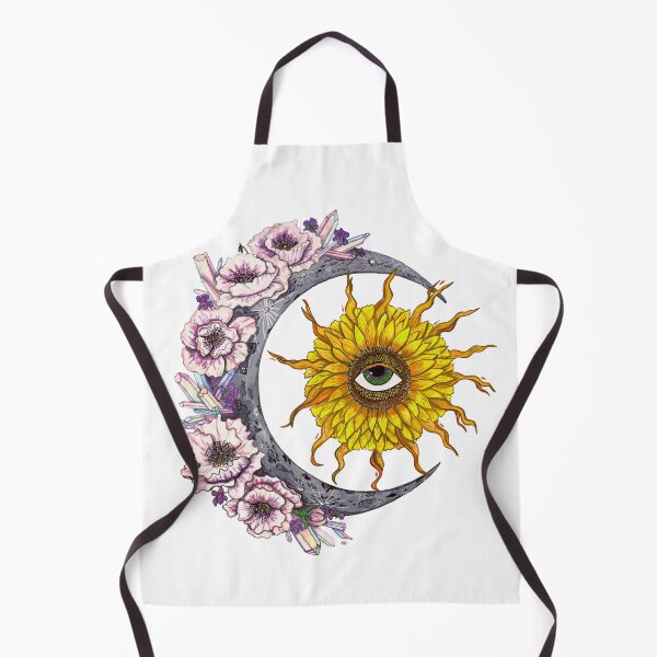 Item preview, Sunflower Sun and Crystal Poppy flower Moon Magical Boho Illustration designed and sold by GalaxyGoals.