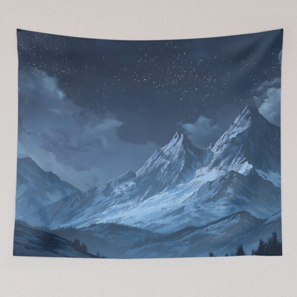 Item preview, Dragon Mountains Snowy Peakes At Starry Night designed and sold by GrinGalore.
