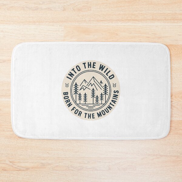 Item preview, Into the wild born for the mountains badge navy outdoor print designed and sold by icemanphotos.
