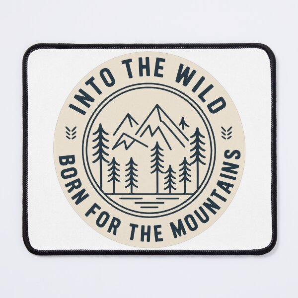 Item preview, Into the wild born for the mountains badge navy outdoor print designed and sold by icemanphotos.