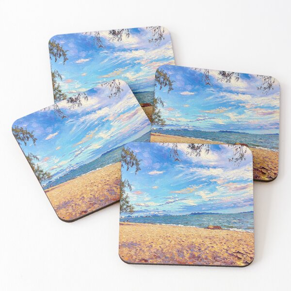 Item preview, Vibrant Ocean Beach Oil Painting Style designed and sold by AwakenFah.
