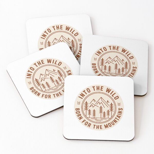 Item preview, Into the wild born for the mountains badge navy outdoor print designed and sold by icemanphotos.