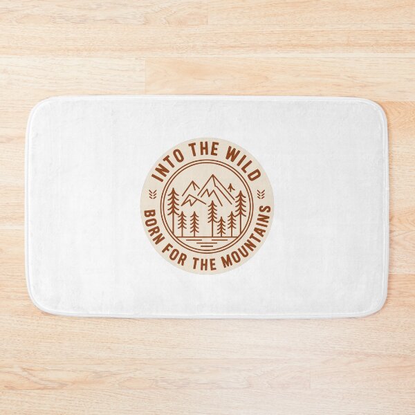 Item preview, Into the wild born for the mountains badge navy outdoor print designed and sold by icemanphotos.