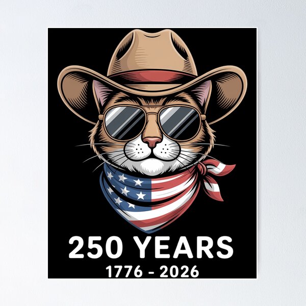 Aperçu de l'œuvre Drapeau américain 250e anniversaire USA Cat 4 juillet créée et vendue par TyraYoung.