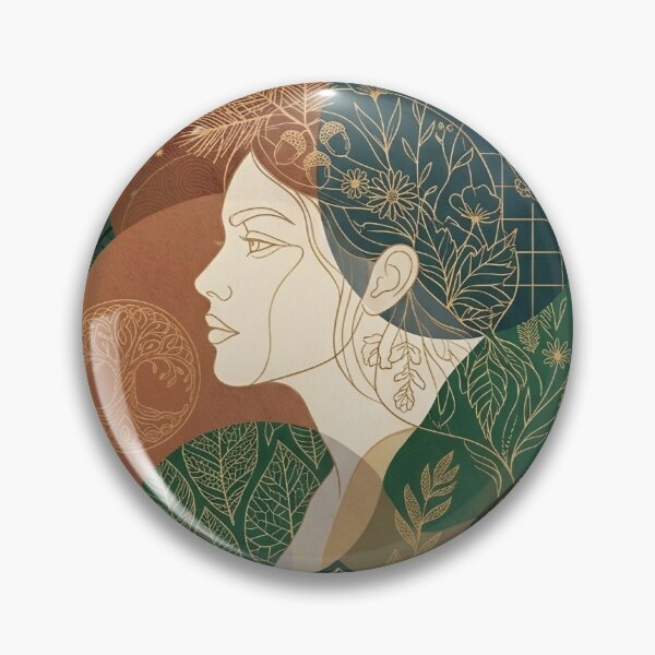 Item preview, Mystical Woman Portrait with Botanical and Celestial Motifs designed and sold by aashcreat.