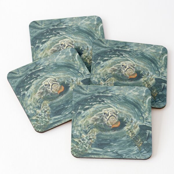 Item preview, Honu with Leaf - Watercolor designed and sold by FaireWaveArt.