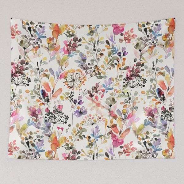 Aperçu de l'œuvre Aquarelle de fleurs et de plantes sauvages - Impression botanique de la nature sauvage créée et vendue par ninoladesign.