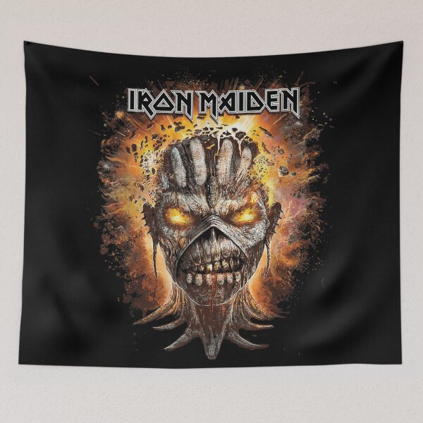 Item preview, Iron Maiden Exploding Eddie Head Heavy Metal Fire Splatter designed and sold by ashenz.