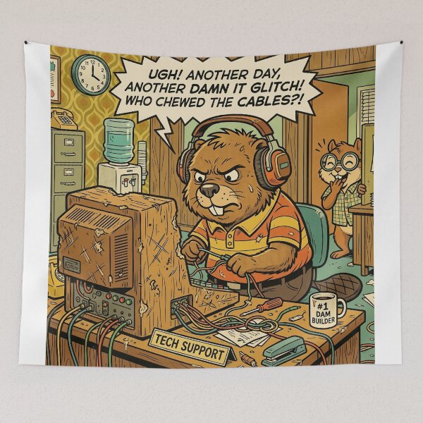 Item preview, Tech Support Beaver Funny Retro Comic Corporate Humor designed and sold by SoftAuraStudi0.