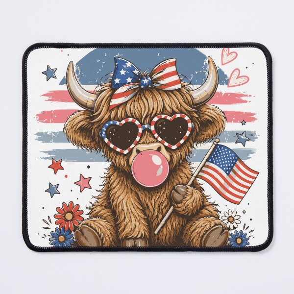 Item preview, Cute Highland Cow USA Patriotic Vintage Design designed and sold by ucpstudio.
