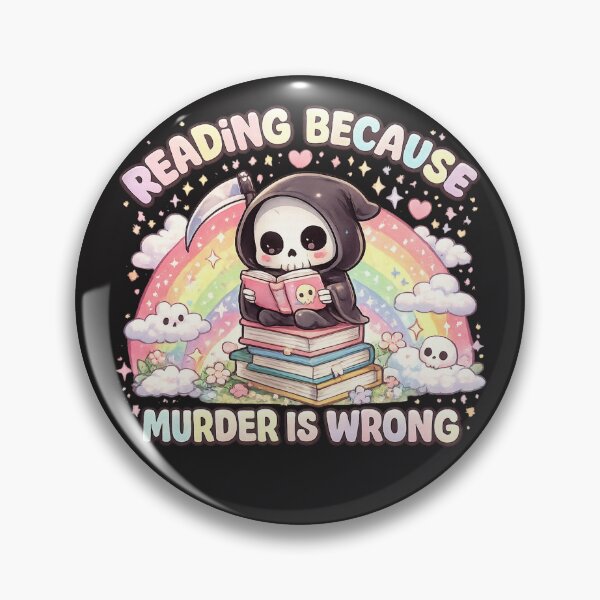 Item preview, Reading Because Murder Is Wrong Cute Grim Reaper Kawaii Book Lover Design designed and sold by · GAMING SOUL ·.