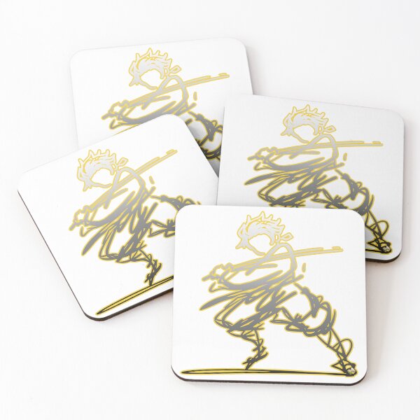 Item preview, Minimalist Samurai Stick Figure Neon Yellow Sword Fighter Sketch designed and sold by DesignArtist.ia.