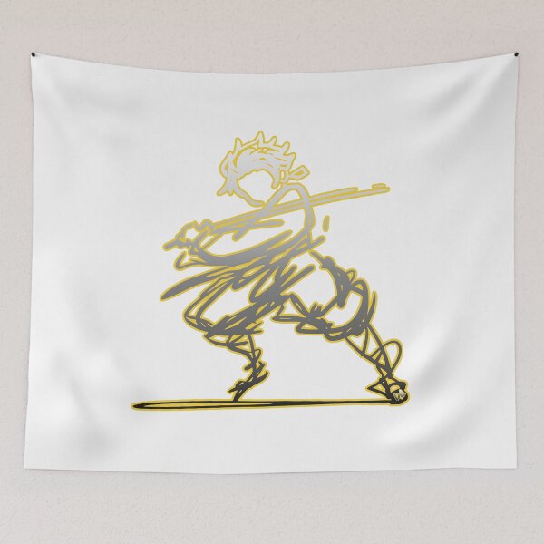 Item preview, Minimalist Samurai Stick Figure Neon Yellow Sword Fighter Sketch designed and sold by DesignArtist.ia.