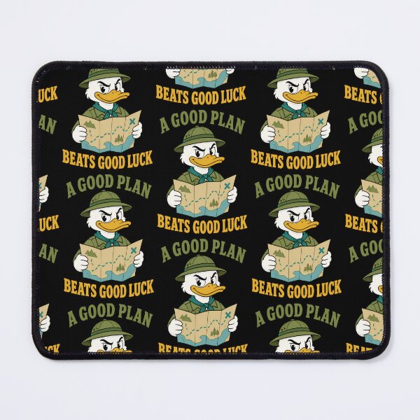 Item preview, A Good Plan Beats Good Luck Funny Adventure Duck designed and sold by TeeTimeTreasure.