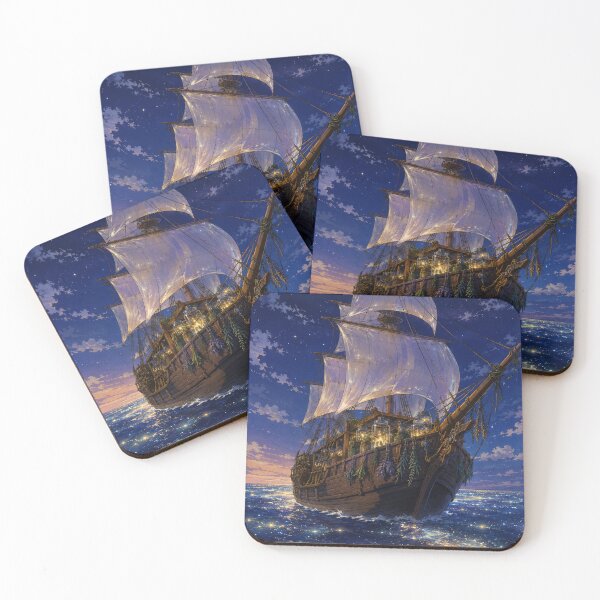 Item preview, Moonlit Merchant Ship - Retro Fantasy Anime Aesthetic designed and sold by bapupa.