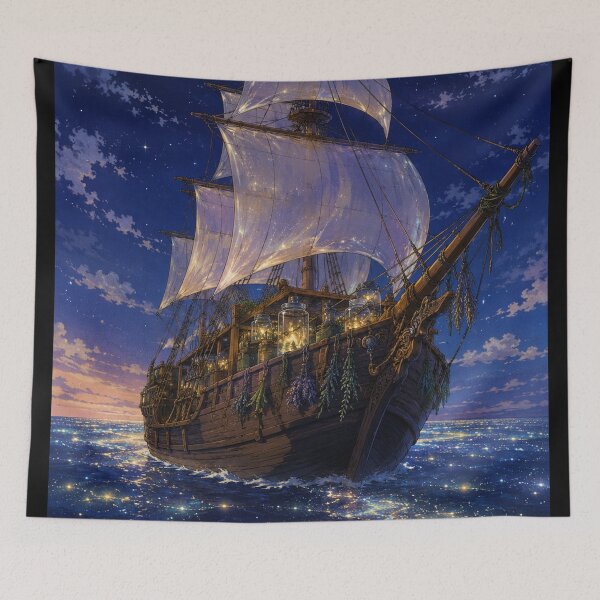 Item preview, Moonlit Merchant Ship - Retro Fantasy Anime Aesthetic designed and sold by bapupa.